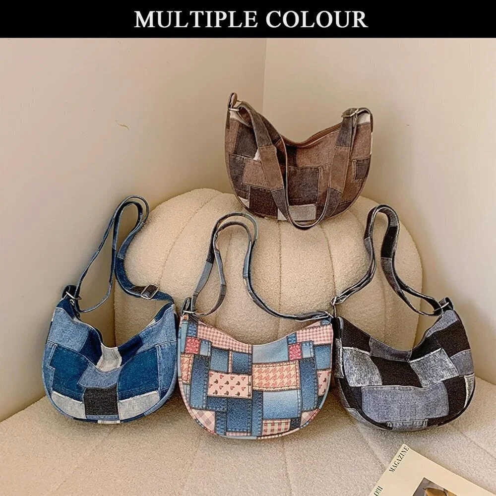 Denim Shoulder Bag Women Casual Fashionable Durable Utility Handbag - Picture 5 of 6